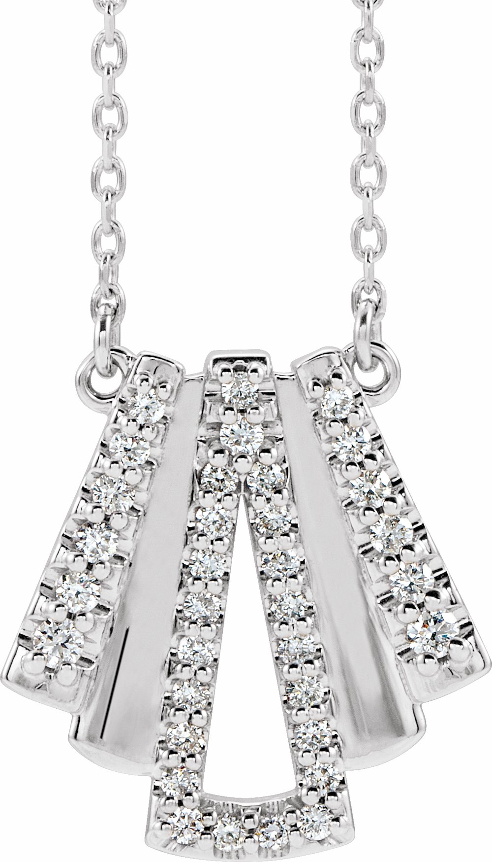 14K White Gold 1/4 CTW Natural Diamond Art Deco 18" Necklace