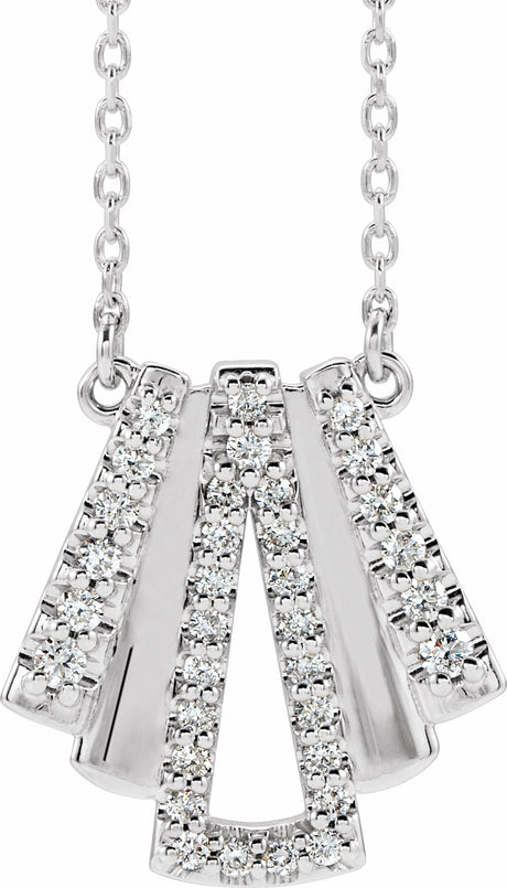 14K White Gold 1/4 CTW Natural Diamond Art Deco 18" Necklace