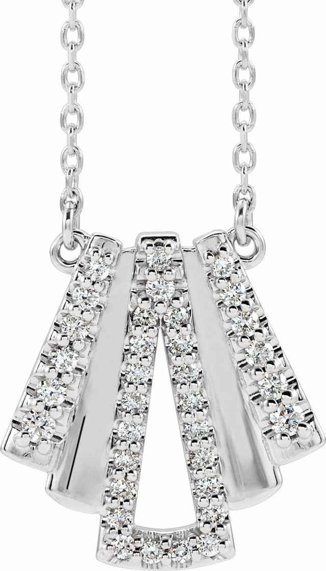 14K White Gold 1/4 CTW Natural Diamond Art Deco 18" Necklace