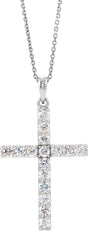 14K White 1/4 CTW Natural Diamond Cross 18" Necklace