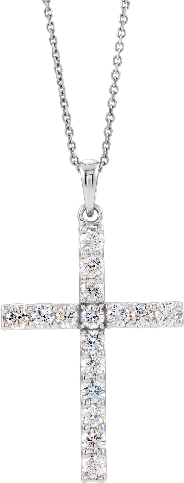Sterling Silver 1/10 CTW Natural Diamond Cross 18" Necklace