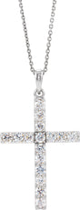 14K White Gold 5/8 CTW Lab-Grown Diamond Cross 18" Necklace