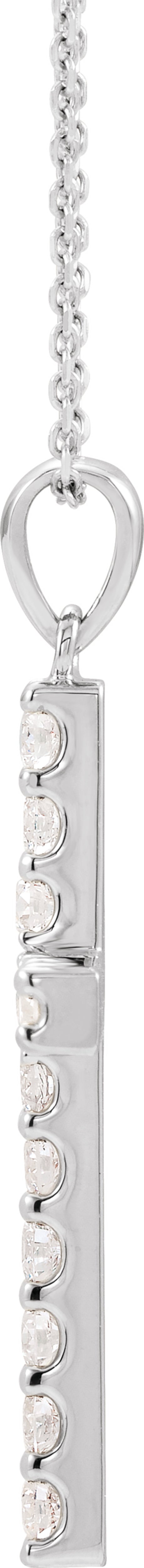 14K White Gold 1 CTW Lab-Grown Diamond Cross 18" Necklace