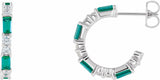 14K White Gold Lab-Grown Emerald & 1/2 CTW Natural Diamond 17.2 mm Hoop Earrings