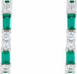14K White Gold Lab-Grown Emerald & 1/2 CTW Natural Diamond 17.2 mm Hoop Earrings