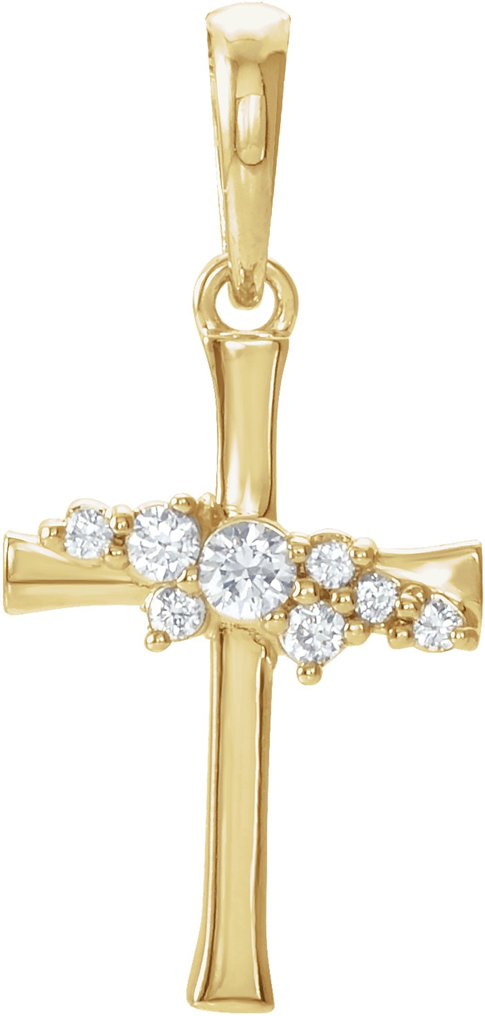 14K Yellow .06 CTW Natural Diamond Cluster Cross Pendant