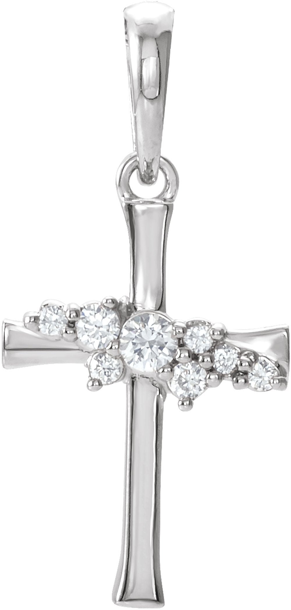 14K White .06 CTW Natural Diamond Cluster Cross Pendant