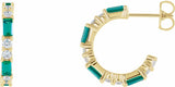 14K Yellow Gold Lab-Grown Emerald & 1/2 CTW Natural Diamond 17.2 mm Hoop Earrings