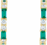 14K Yellow Lab-Grown Emerald & 1/2 CTW Natural Diamond Earrings