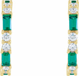 14K Yellow Gold Lab-Grown Emerald & 1/2 CTW Natural Diamond 17.2 mm Hoop Earrings