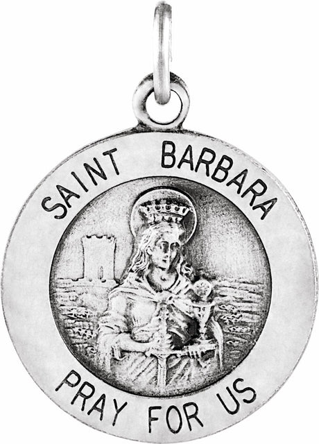 Sterling Silver 15 mm St. Barbara Medal