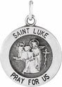 14K White 18 mm Round St. Luke Medal