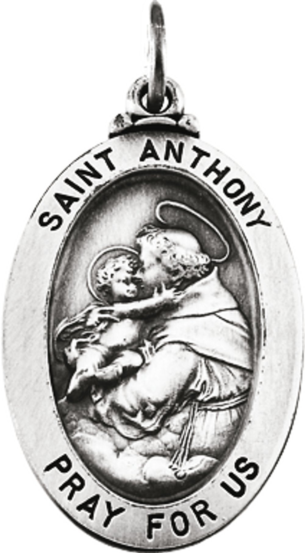 Sterling Silver 25x18 mm St. Anthony of Padua Medal 