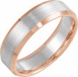 14K Rose/White/Rose 6 mm Beveled-Edge Band with Satin Finish Size 10