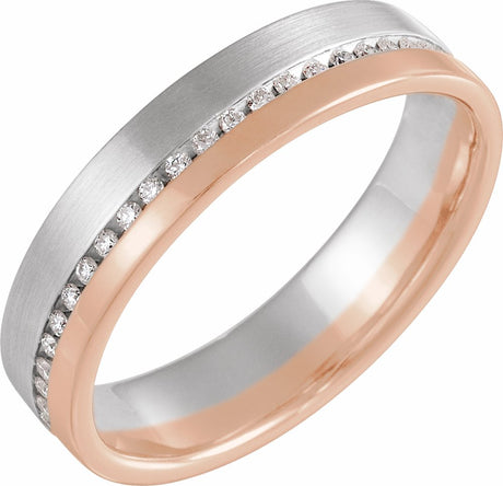 14K White/Rose 1/3 CTW Natural Diamond 6mm Band Size 11