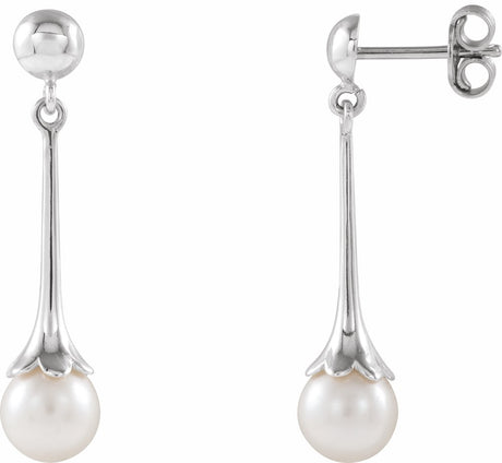 14K White Cultured White Freshwater Pearl Earrings