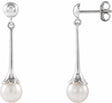 14K White Cultured White Freshwater Pearl Earrings