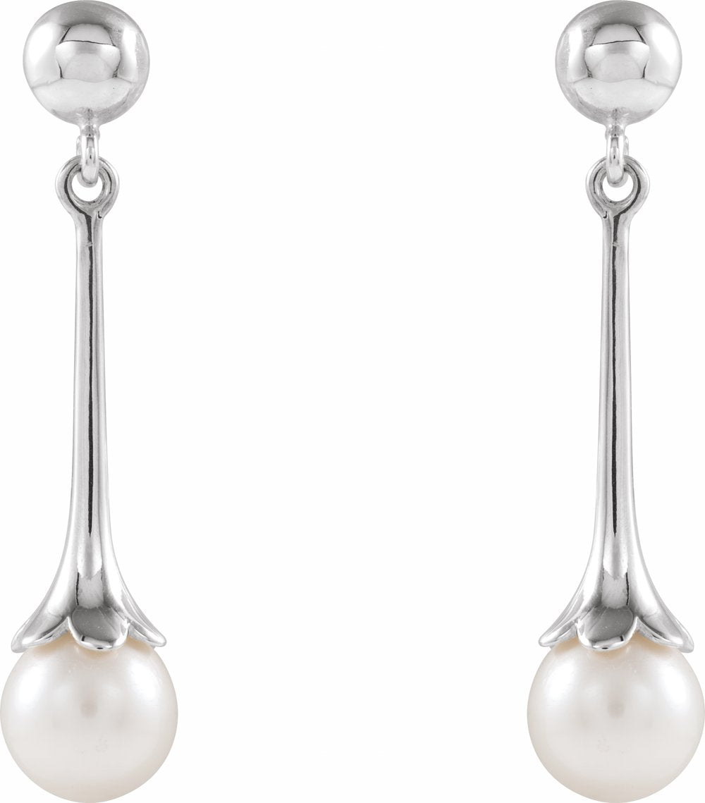 Sterling Silver Cultured White Freshwater Pearl Earrings