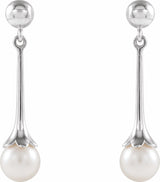 Sterling Silver Cultured White Freshwater Pearl Earrings