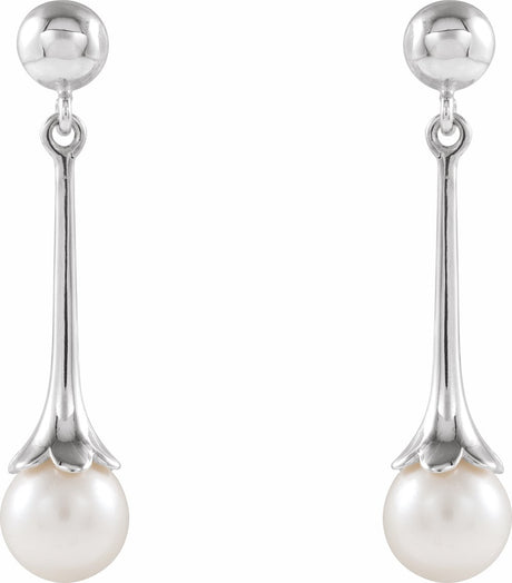 14K White Cultured White Freshwater Pearl Earrings