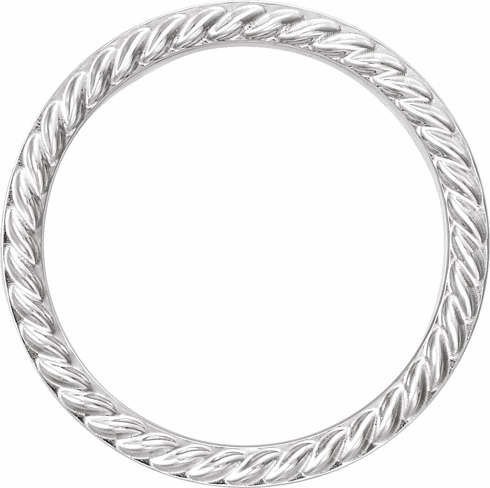 14K White 6 mm Rope Pattern Band Size 11