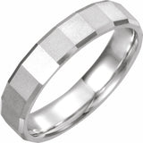 14K White Gold 5 mm Geometric Comfort-Fit Flat Band Size 8.5