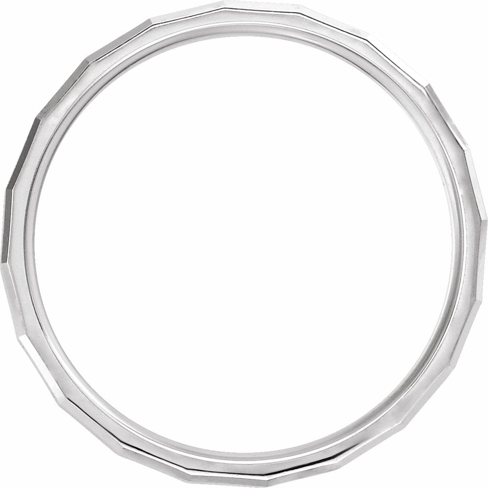 14K White Gold 5 mm Geometric Comfort-Fit Flat Band Size 10