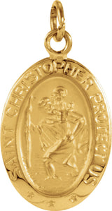 14K Yellow Gold 15x11 mm Oval St. Christopher Medal