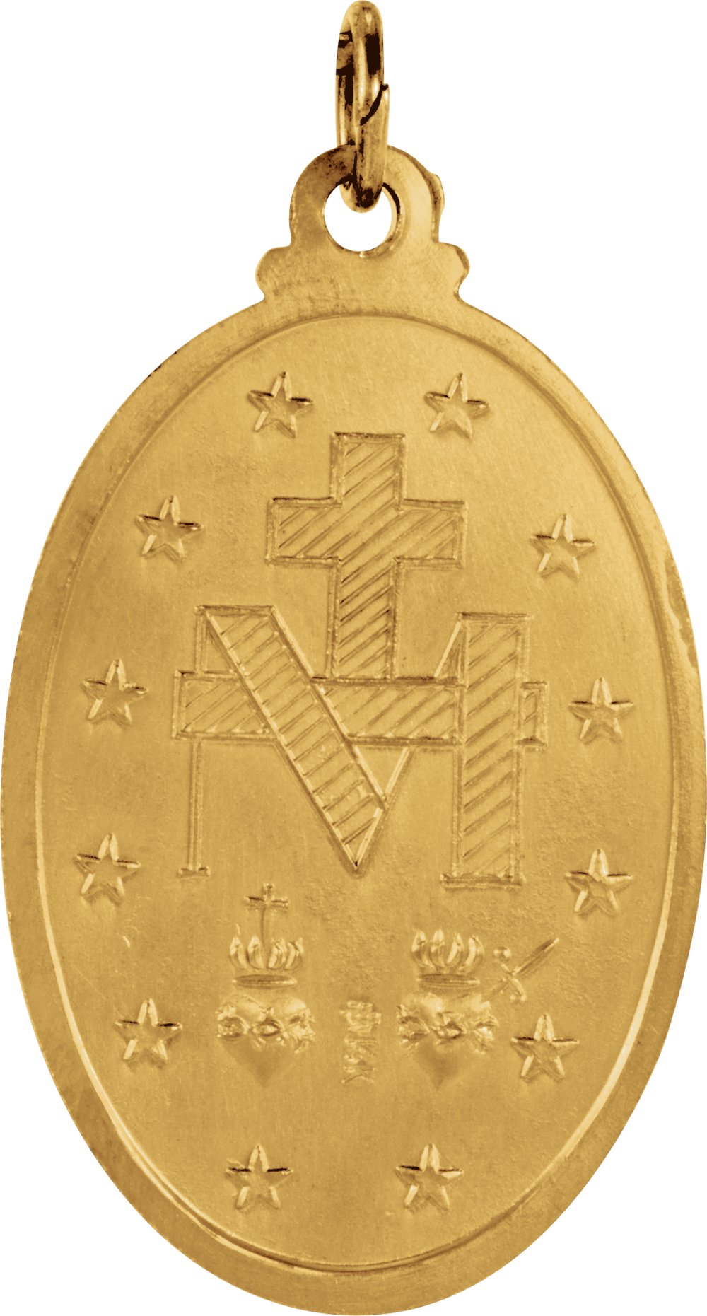14K Yellow Gold 26x18 mm Oval Miraculous Medal