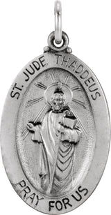Sterling Silver 23.5x16 mm Oval St. Jude Thaddeus Medal