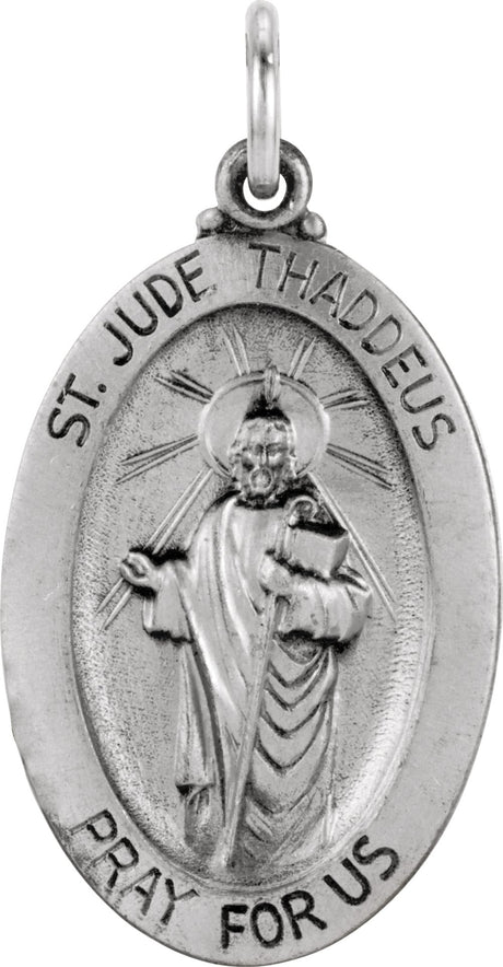 Sterling Silver 23.5x16 mm Oval St. Jude Thaddeus Medal