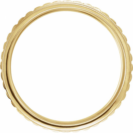14K Yellow Gold 6 mm Stepped-Edge Grooved Flat Band Size 5.5