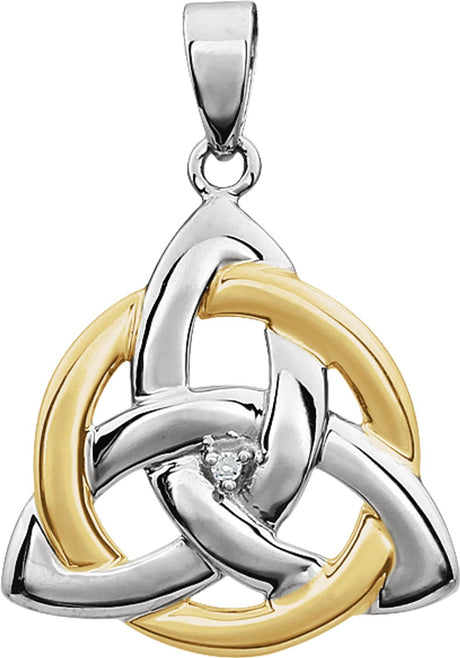 14K White/Yellow Gold .004 CT Natural Diamond Celtic-Inspired Pendant