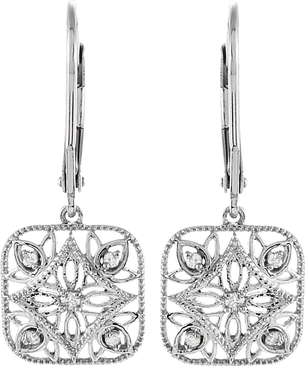 Sterling Silver 1/10 CTW Natural Diamond Filigree Earrings