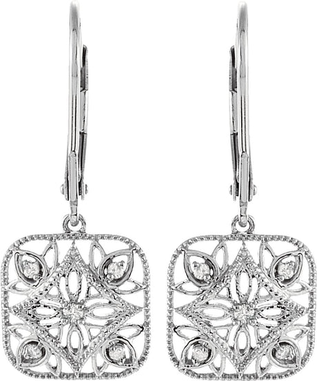 Sterling Silver 1/10 CTW Natural Diamond Filigree Earrings