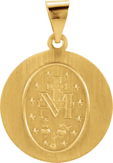 14K Yellow 18 mm Hollow Round Miraculous Medal