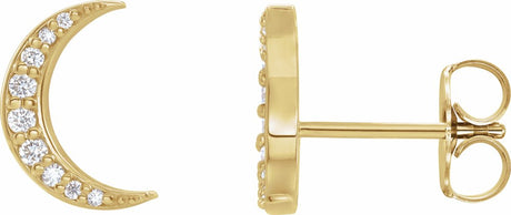 14K Yellow Gold 1/10 CTW Lab-Grown Crescent Moon Stud Earrings