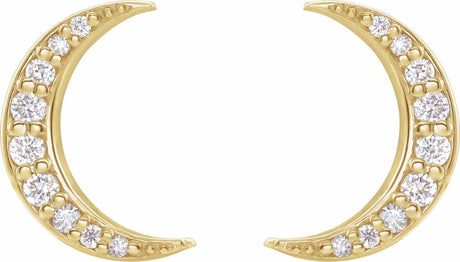 14K Yellow 1/10 CTW Lab-Grown Crescent Moon Stud Earrings