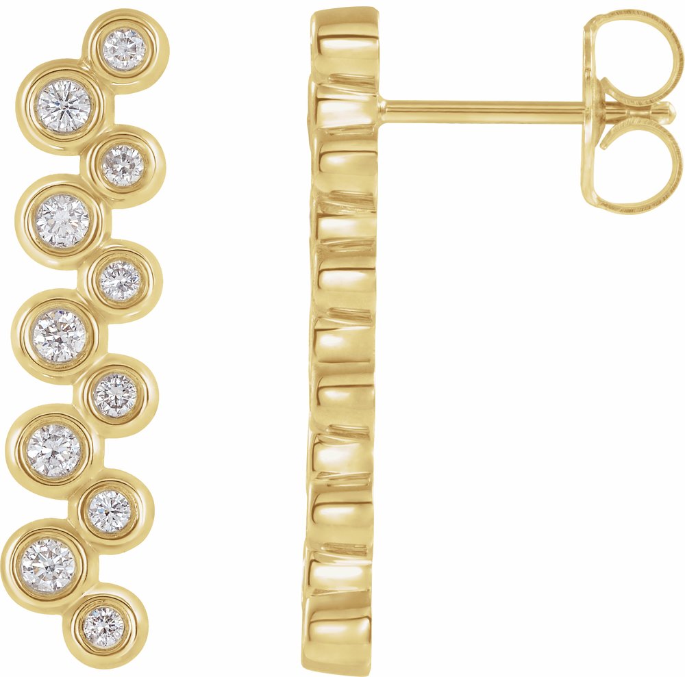 14K Yellow 1/3 CTW Natural Diamond Bezel-Set Bar Earrings