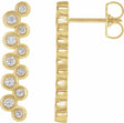 14K Yellow Gold 1/3 CTW Natural Diamond Bezel-Set Bar Earrings