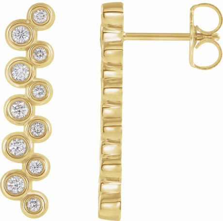 14K Yellow Gold 1/3 CTW Natural Diamond Bezel-Set Bar Earrings