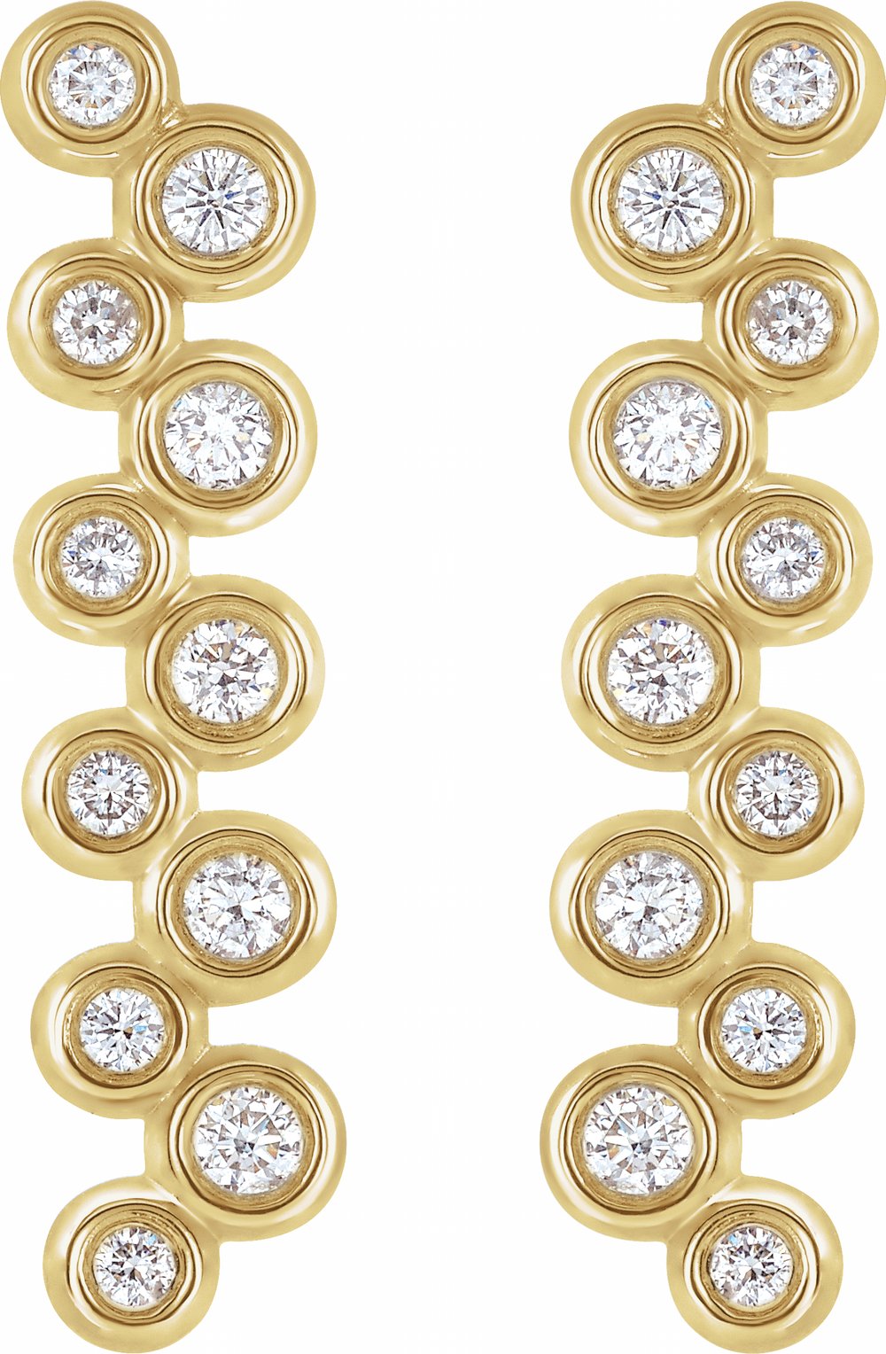 14K Yellow 1/3 CTW Natural Diamond Bezel-Set Bar Earrings