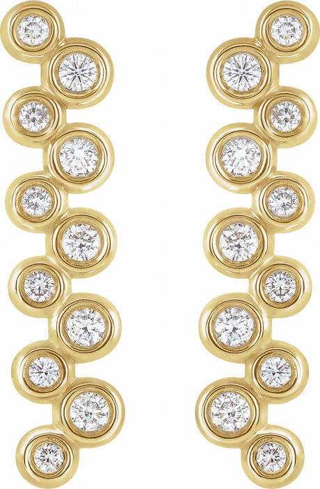 14K Yellow 1/3 CTW Natural Diamond Bezel-Set Bar Earrings