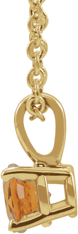 14K Yellow Gold 5 mm Natural Citrine 16-18" Necklace