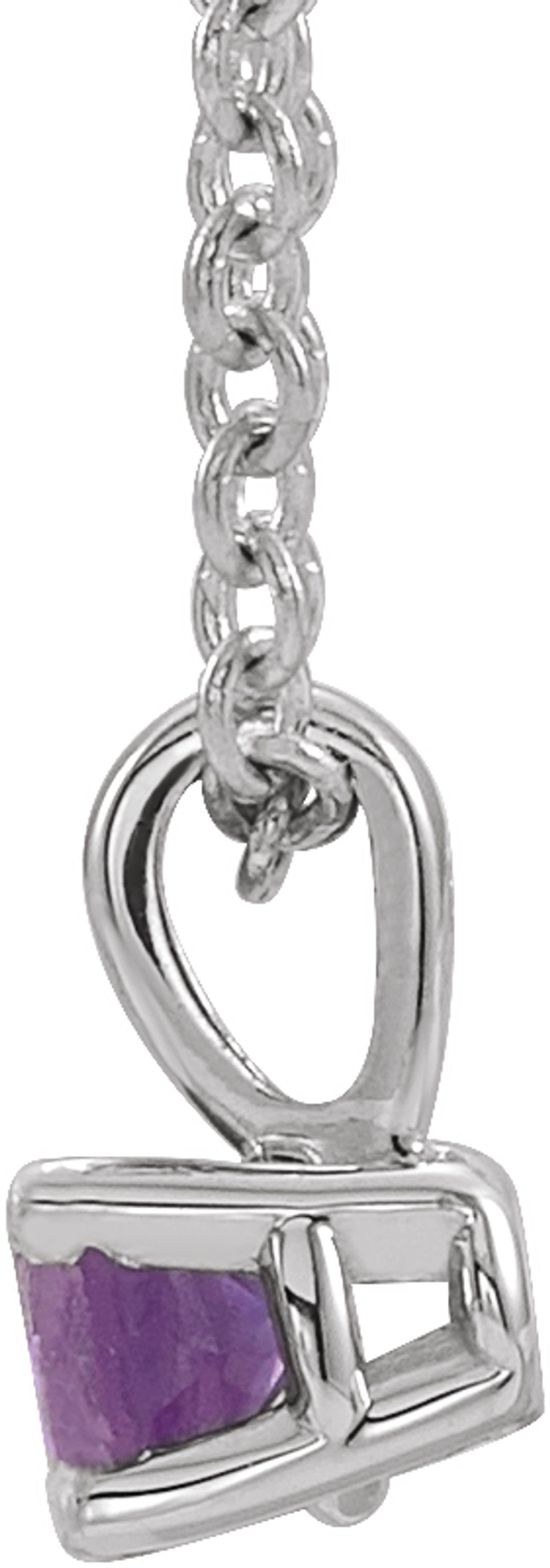 Sterling Silver 3 mm Imitation Amethyst 16-18" Necklace