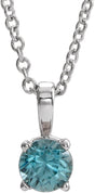 14K White 4 mm Natural Blue Zircon 16-18" Necklace