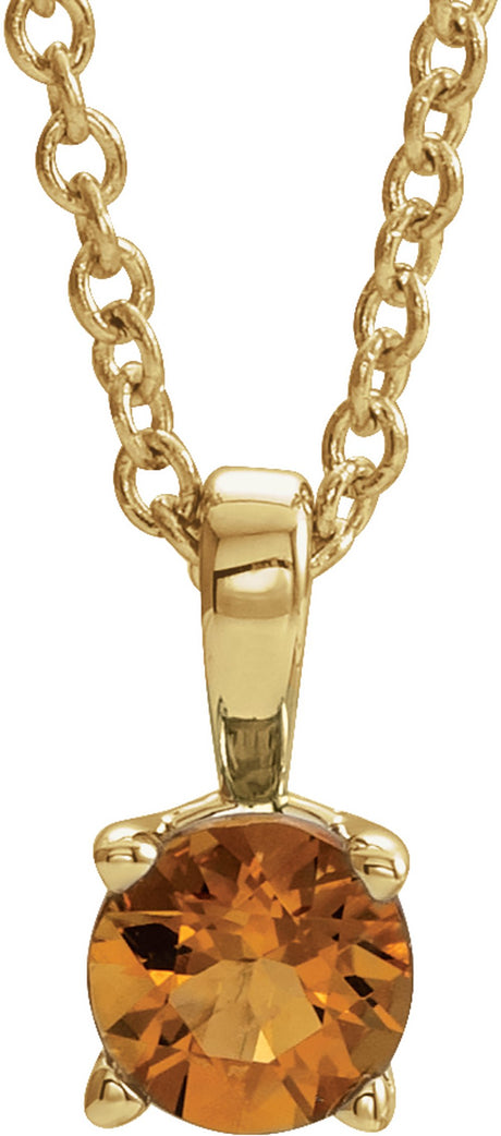 14K Yellow Gold 5 mm Natural Citrine 16-18" Necklace