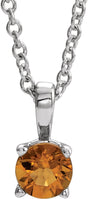 Sterling Silver 3 mm Imitation Citrine 16-18" Necklace