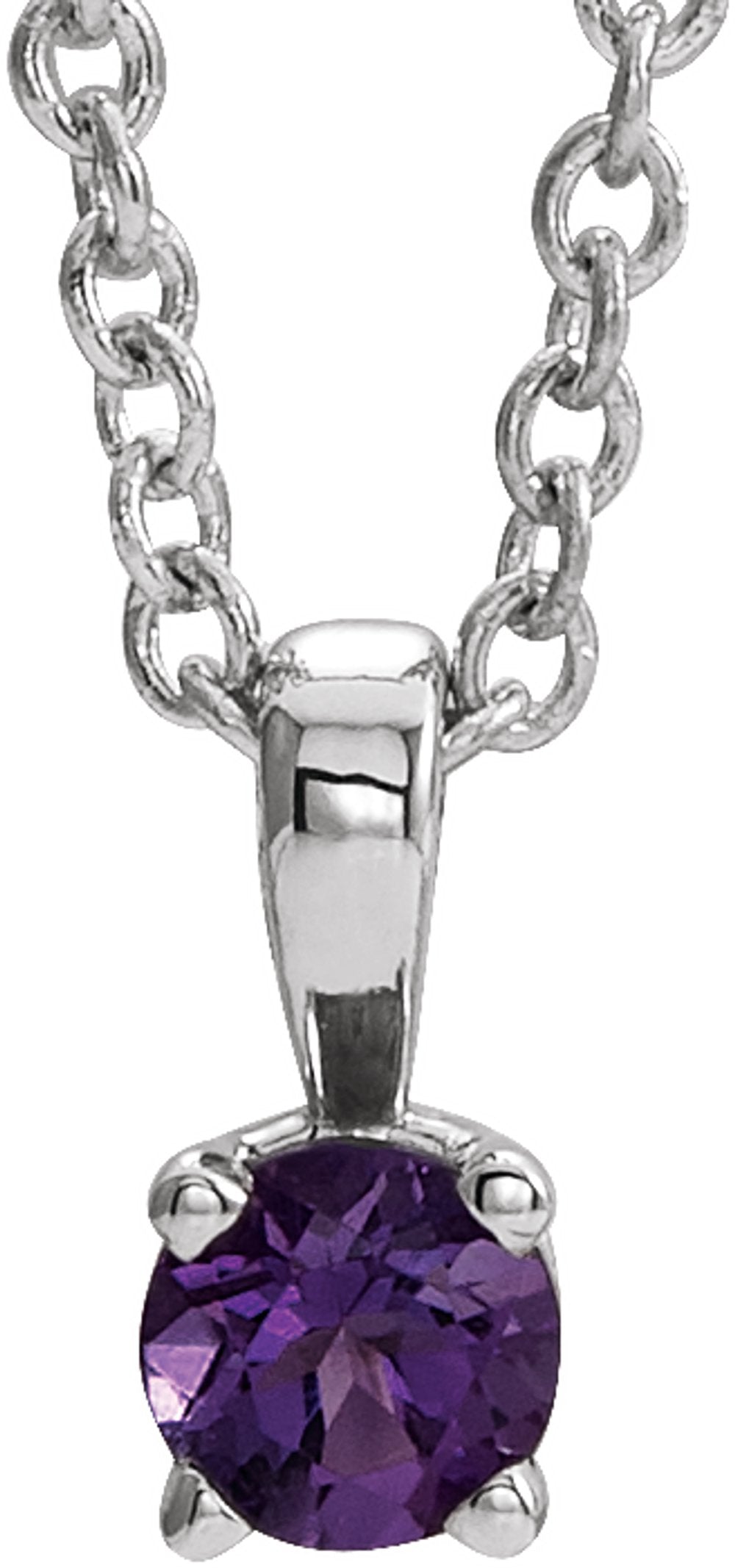 Sterling Silver 3 mm Imitation Amethyst 16-18" Necklace