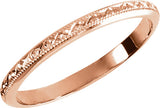 14K Rose Gold 2 mm Milgrain Geometric Band Size 5.5